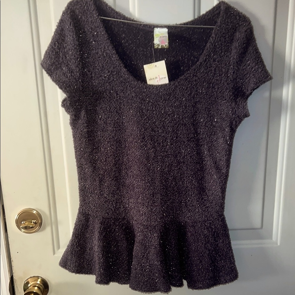 NWT Alex & Jane gray elegant sparkle top, sz L